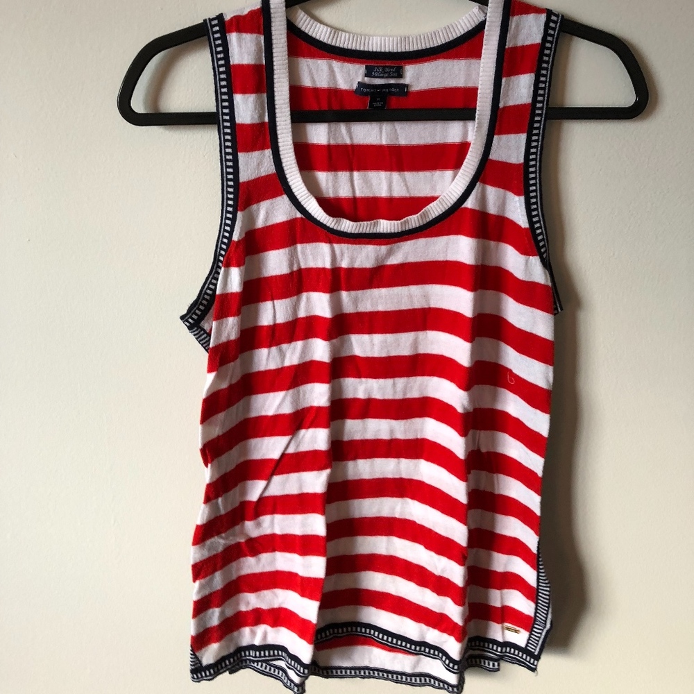 Red, White, and Blue Stripped Sweater Top